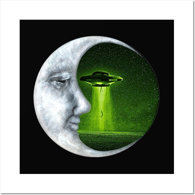 Moon Crescent - Alien Abduction (Green) Wall Art by Lunar Lens